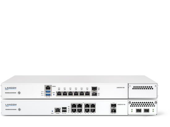 Produktcollage der LANCOM R&S®Unified Firewalls Rack-Modelle