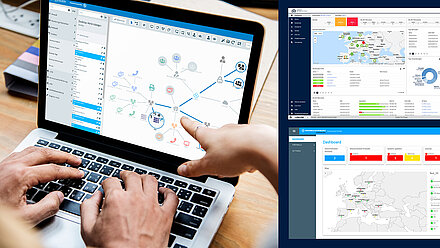 Collage der drei Management-Tools für die LANCOM R&S®Unified Firewalls 